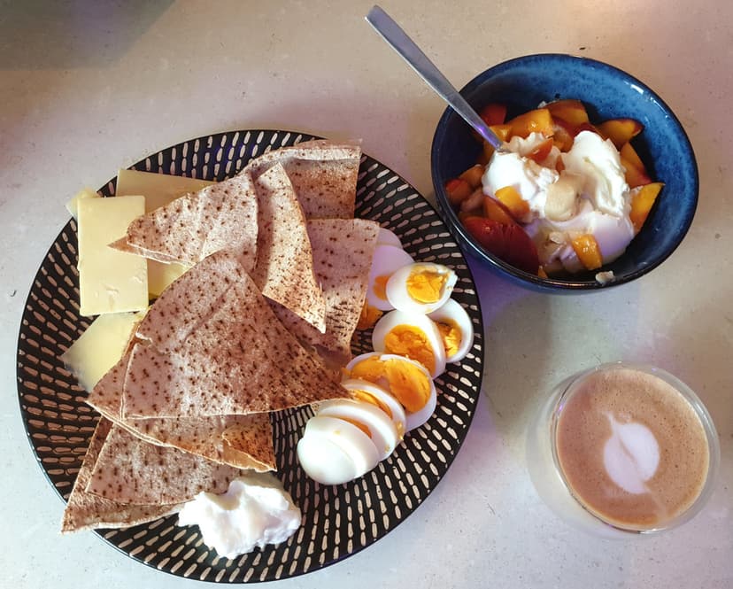 food] Breakfast | On a brown crockery plate with beige mark… | Flickr