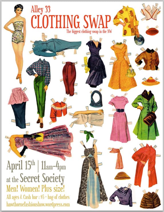 Clothing-Swap-Poster-2012-BethOlsonCreative | Vintage paper … | Flickr